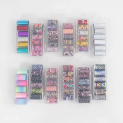 ROLLO PAPEL FOIL DECORACIÓN DE UÑAS X6 TIRAS SURTIDOS