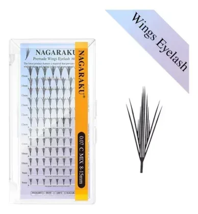 PESTAÑAS NAGARAKU PLUMA WINGS EYELASH 0.07D MIX EFECTO ANIME