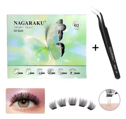 KIT PESTAÑAS AUTOADHESIVAS + PINZA NAGARAKU GIRL BAND STYLE DIY-010