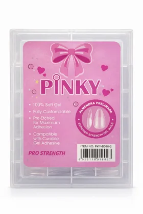 TIPS PRESS ON SOFT GEL ALMENDRA PRELIMADO PINKY PKY B018-2