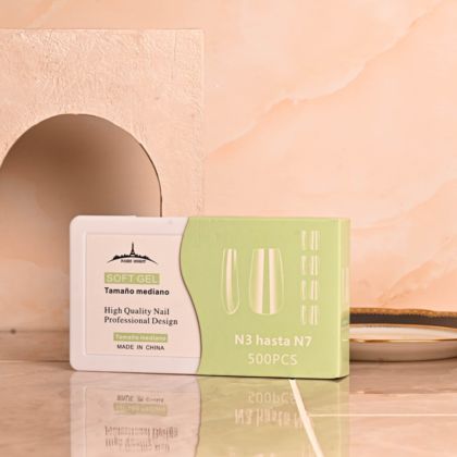 TIPS SOFT GEL CUADRADA *500 EN CAJA SOLO 5 TAMANO DE MED TRANSPARENTE - 20850.1